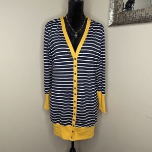 Blue And White Striped Cardigan Size Large